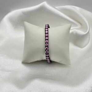 Black Rhodium Over Sterling Silver 925 Pink Moissanite Gemstone Bracelet